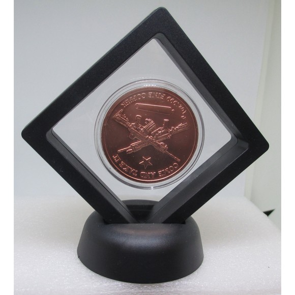 Molon Labe, Come and Take it! .999 COPPER ROUND.  Framed with Display St… - Picture 3 of 4